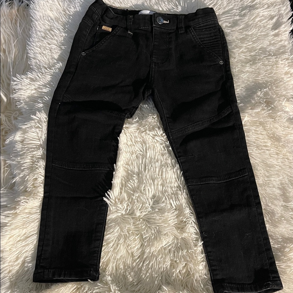 Zara Baby 3/4 Yrs Dark Denim Jeans Biker Style Snap Closure 5 Pockets Worn 1X